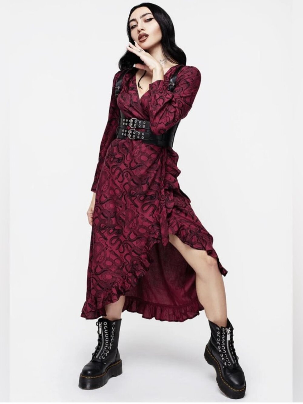 DISTURBIA | NEW | Ophidia Snakes Print Wrap Maxi Dress | Size 6